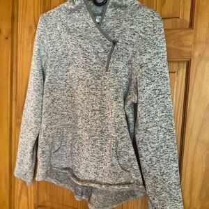 Kyodan Gray Asymmetrical Long Sleeve Hoodie with thumb holes in sleeves